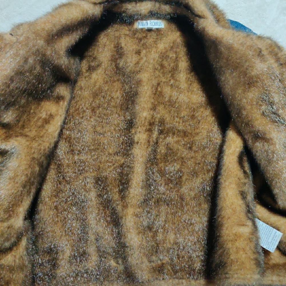 Marvin Richards 1990’s Faux Fur Vintage Denim Jacket - Picture 9 of 10